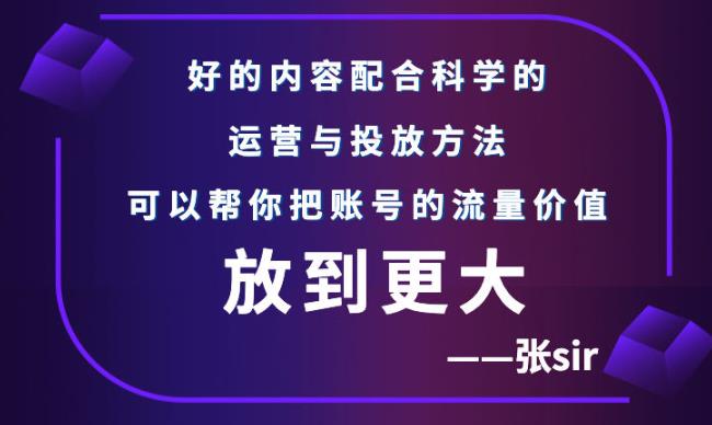 张sir账号流量增长课，告别海王流量，让你的流量更精准-