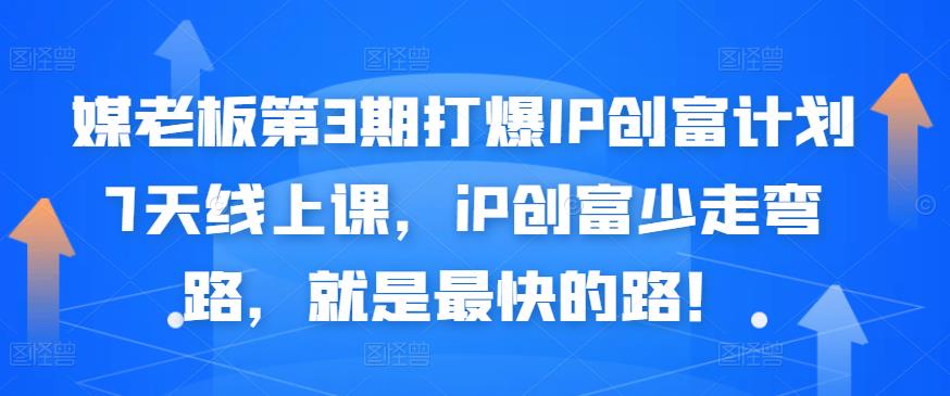 媒老板第3期打爆IP创富计划7天线上课，iP创富少走弯路，就是最快的路！-