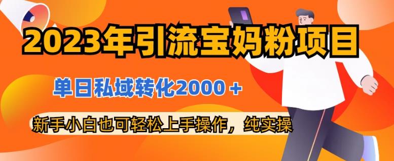 2023年引流宝妈粉项目，单日私域转化2000＋，新手小白也可轻松上手操作，纯实操-