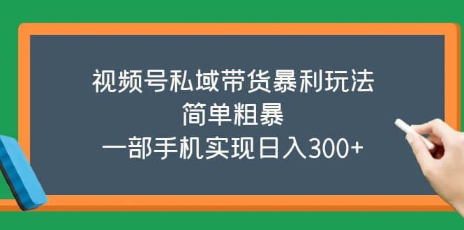 视频号私域带货暴利玩法，简单粗暴-