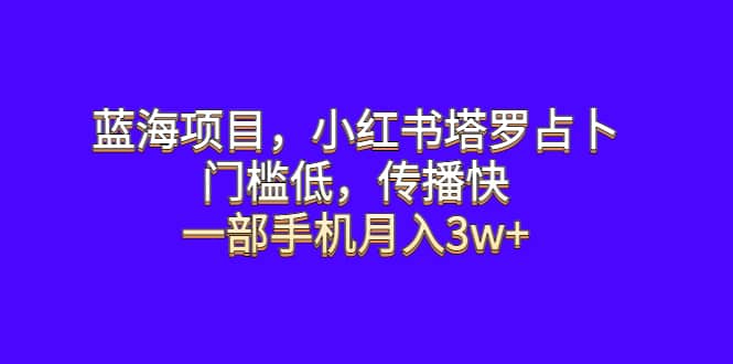 蓝海项目，小红书塔罗占卜，门槛低，传播快，一部手机月入3w+-