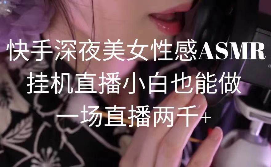 快手深夜美女性感ASMR挂机直播，小白也能做，一场直播两千+-