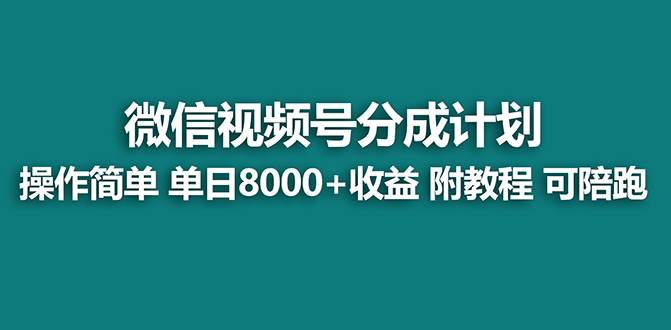 【蓝海项目】视频号分成计划，单天收益8000+，附玩法教程！可陪跑-