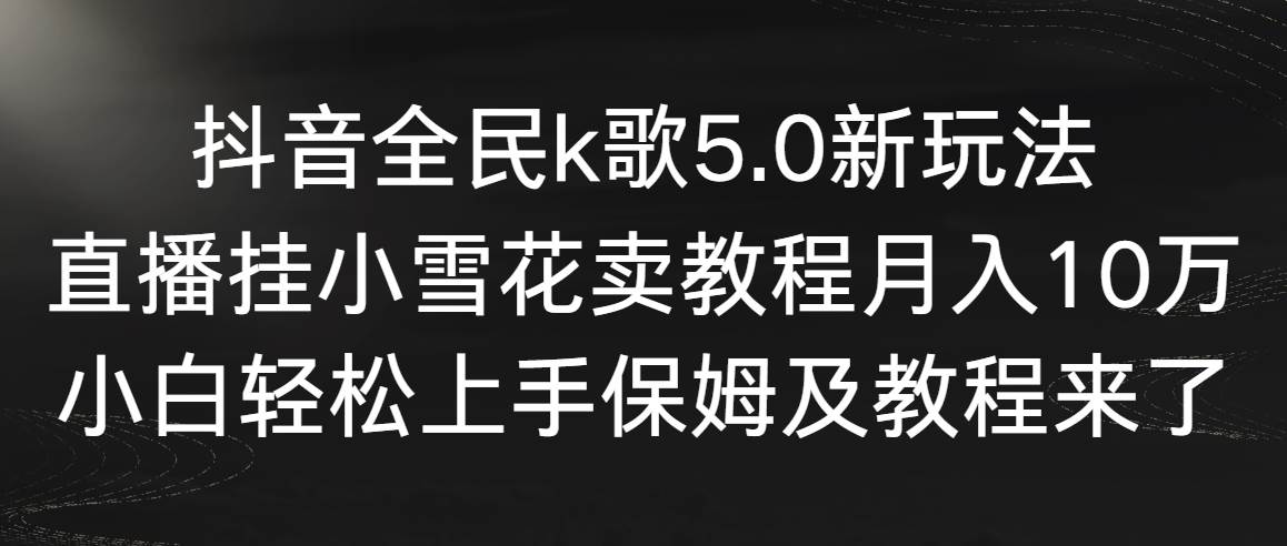 抖音全民k歌5.0新玩法，直播挂小雪花卖教程月入10万，小白轻松上手，保…-