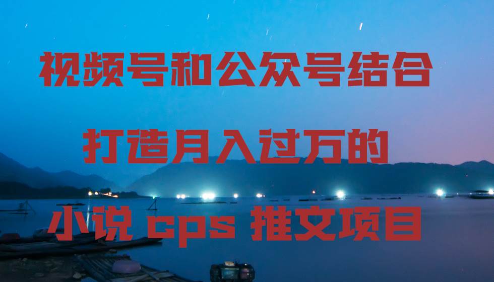 视频号和公众号结合打造月入过万的小说cps推文项目-