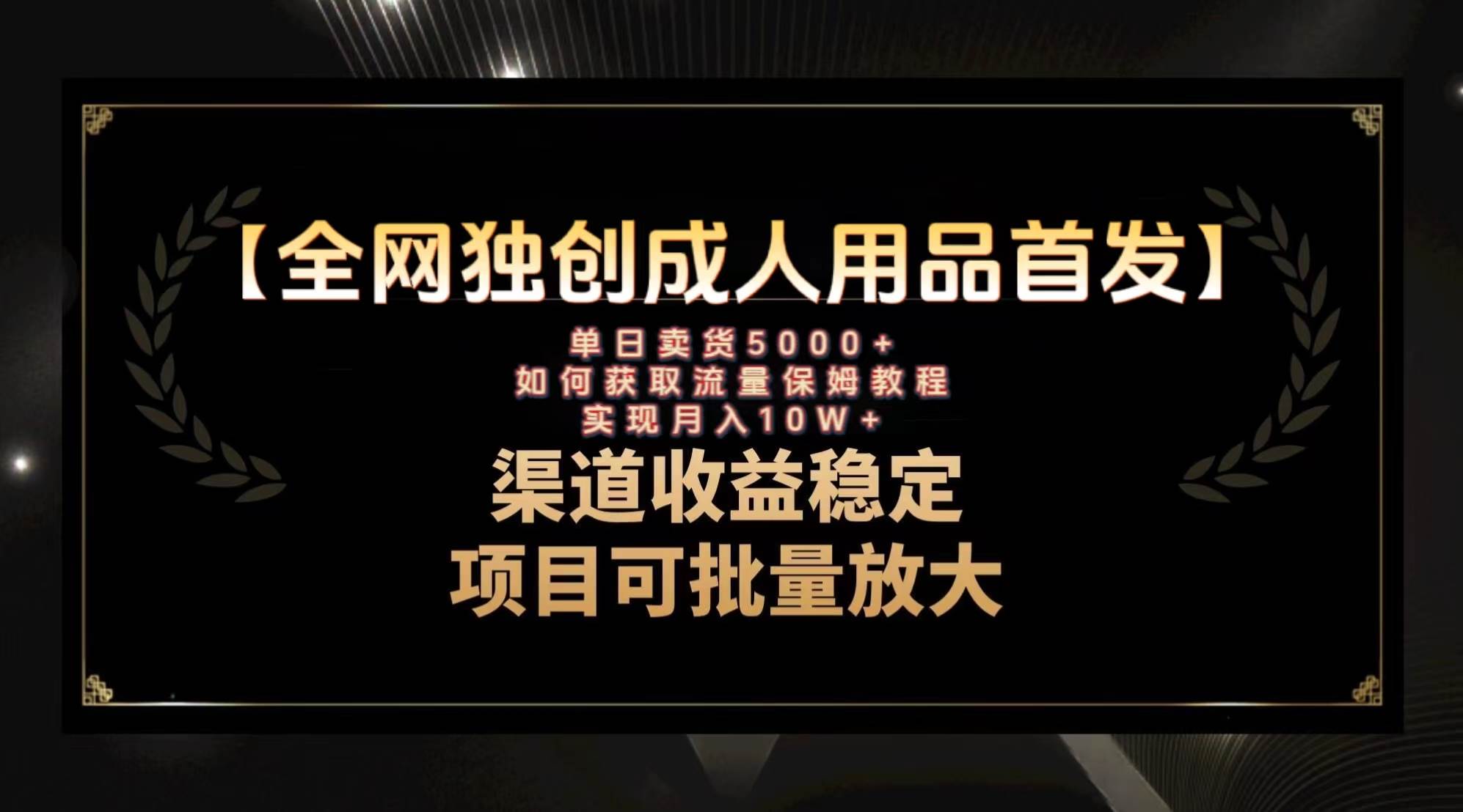 最新全网独创首发，成人用品赛道引流获客，月入10w保姆级教程-