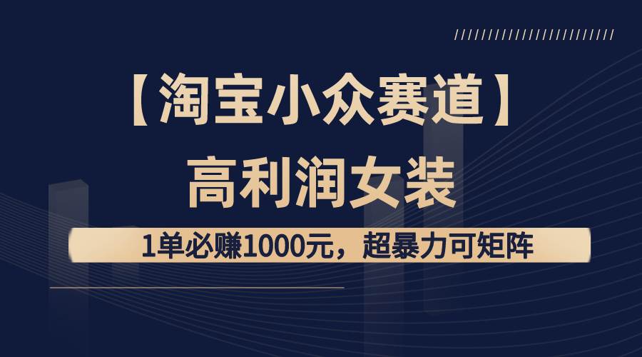 【淘宝小众赛道】高利润女装：1单必赚1000元，超暴力可矩阵-