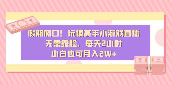 假期风口！玩梗高手小游戏直播，无需露脸，每天2小时，小白也可月入2W+-