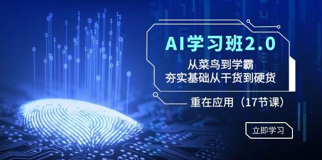 AI学习班2.0：从菜鸟到学霸，夯实基础从干货到硬货，重在应用（17节课）-