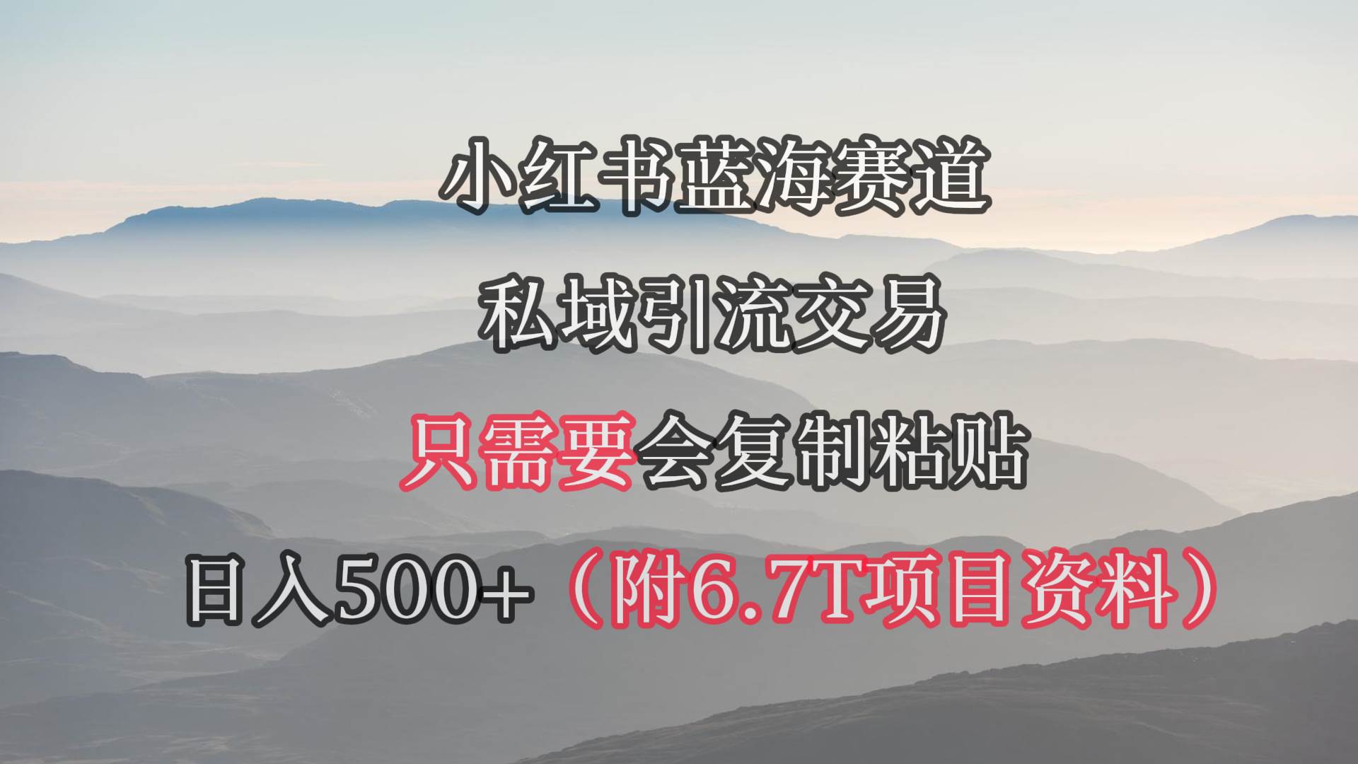 小红书短剧赛道，私域引流交易，会复制粘贴，日入500+（附6.7T短剧资源）-