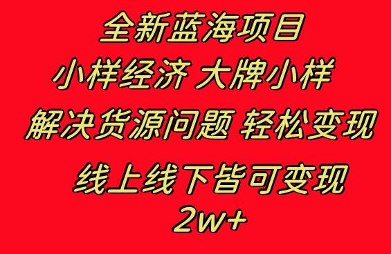 全新蓝海项目 小样经济大牌小样 线上和线下都可变现 月入2W+-