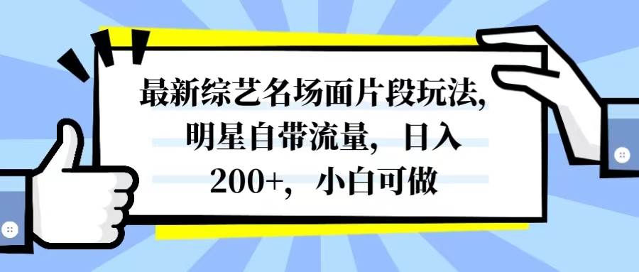 最新综艺名场面片段玩法，明星自带流量，日入200+，小白可做-