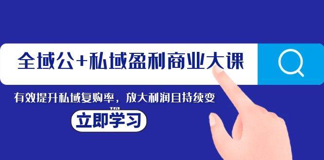 全域公+私域盈利商业大课，有效提升私域复购率，放大利润且持续变现-