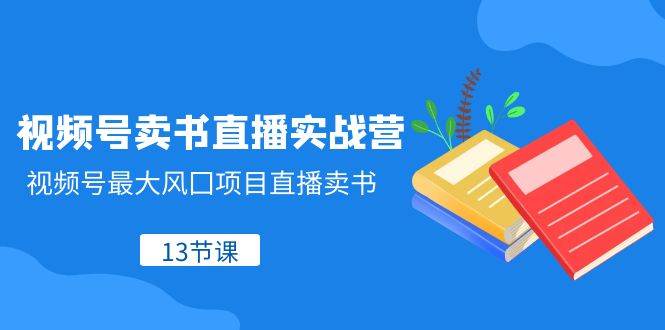 视频号-卖书直播实战营，视频号最大风囗项目直播卖书（13节课）-