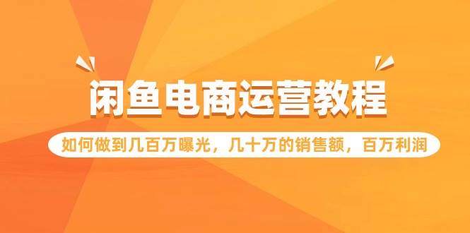 闲鱼电商运营教程：如何做到几百万曝光，几十万的销售额，百万利润-