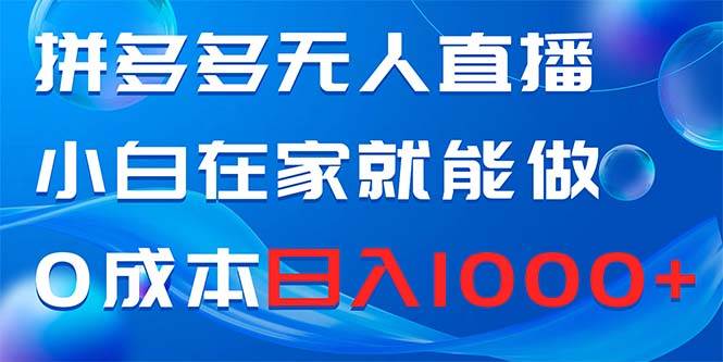 拼多多无人直播，小白在家就能做，0成本日入1000+-