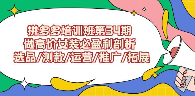 拼多多培训班第34期：做高价女装必盈利剖析  选品/测款/运营/推广/拓展-