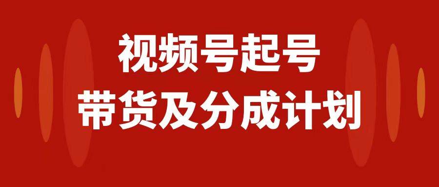 视频号快速起号，分成计划及带货，0-1起盘、运营、变现玩法，日入1000+-