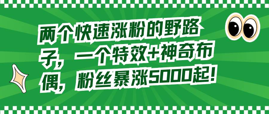 两个快速涨粉的野路子，一个特效+神奇布偶，粉丝暴涨5000起！-