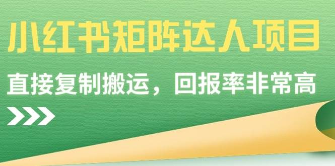 小红书矩阵达人项目，直接复制搬运，回报率非常高-