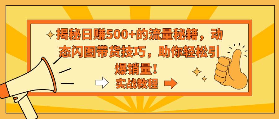 揭秘日赚500+的流量秘籍，动态闪图带货技巧，助你轻松引爆销量！-