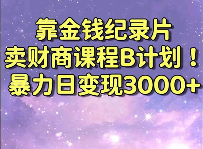 靠金钱纪录片卖财商课程B计划！暴力日变现3000+，喂饭式干货教程！-