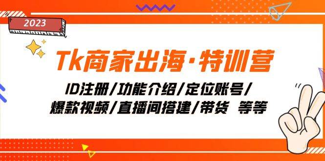 Tk商家出海·特训营：ID注册/功能介绍/定位账号/爆款视频/直播间搭建/带货-