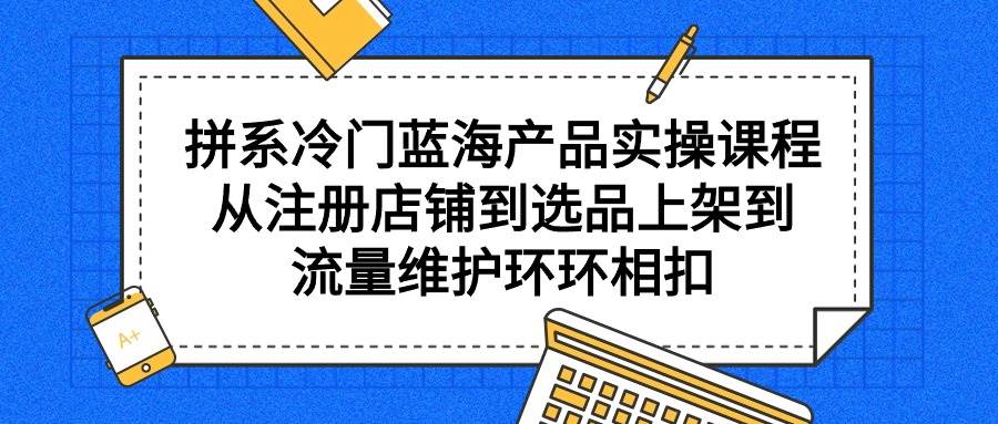 拼系冷门蓝海产品实操课程，从注册店铺到选品上架到流量维护环环相扣-