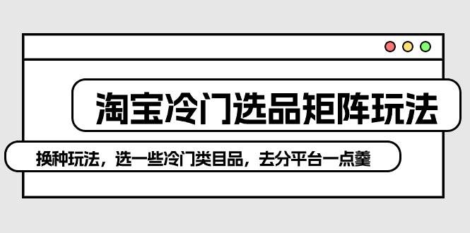 淘宝冷门选品矩阵玩法：换种玩法，选一些冷门类目品，去分平台一点羹-