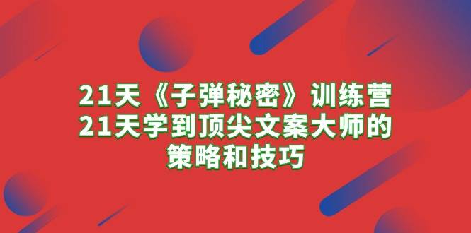 21天《子弹秘密》训练营，21天学到顶尖文案大师的策略和技巧-