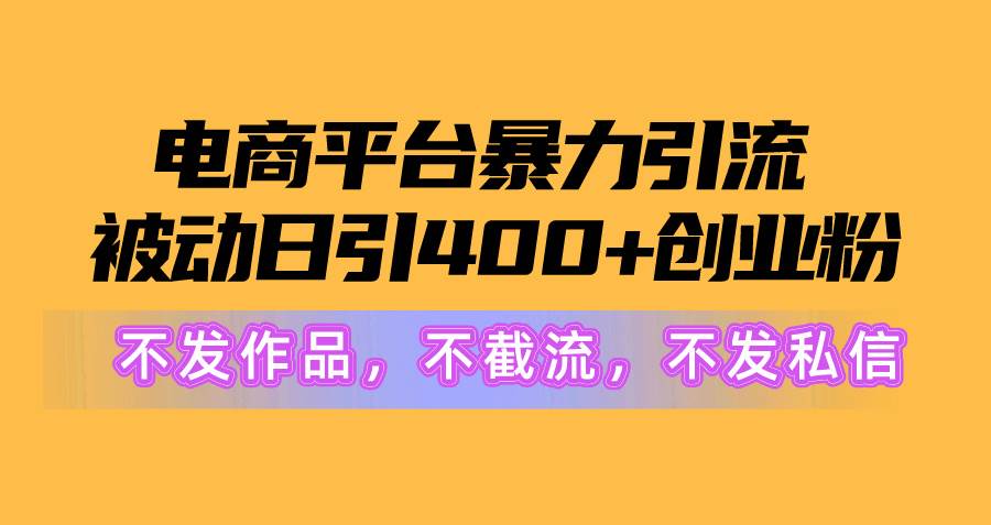 电商平台暴力引流,被动日引400+创业粉不发作品，不截流，不发私信-