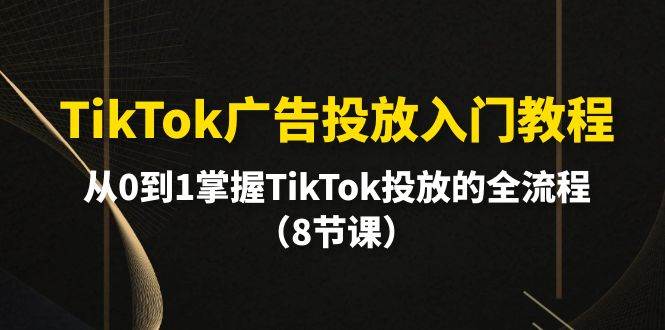 TikTok广告投放入门教程，从0到1掌握TikTok投放的全流程（8节课）-