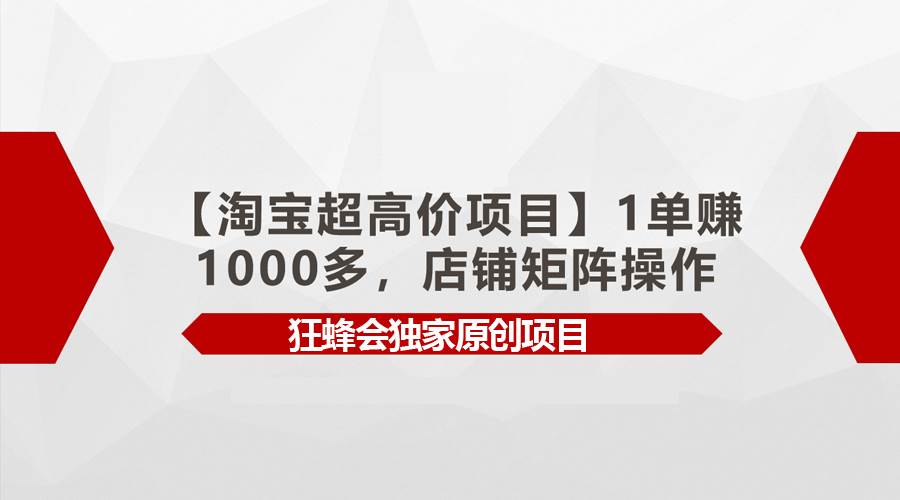 【淘宝超高价项目】1单赚1000多，店铺矩阵操作-