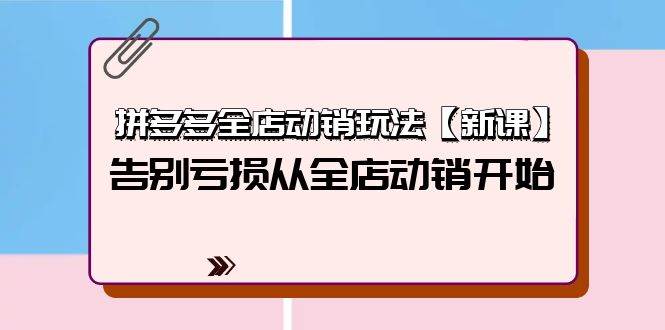 拼多多全店动销玩法【新课】，告别亏损从全店动销开始（4节视频课）-