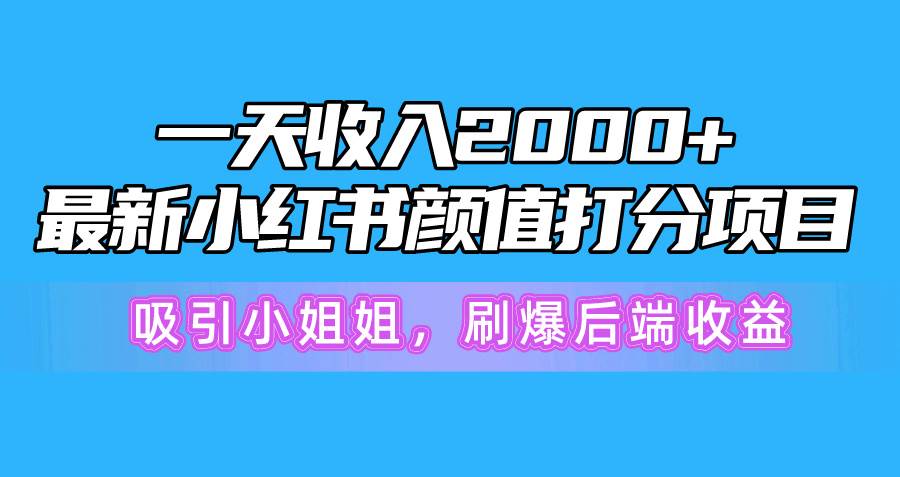 一天收入2000+，最新小红书颜值打分项目，吸引小姐姐，刷爆后端收益-