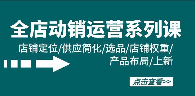 全店·动销运营系列课：店铺定位/供应简化/选品/店铺权重/产品布局/上新-