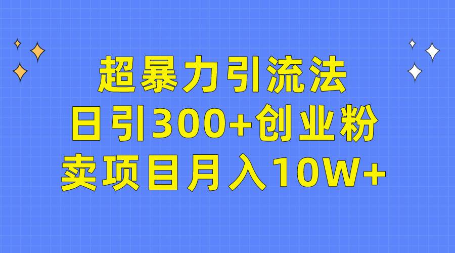 超暴力引流法，日引300+创业粉，卖项目月入10W+-