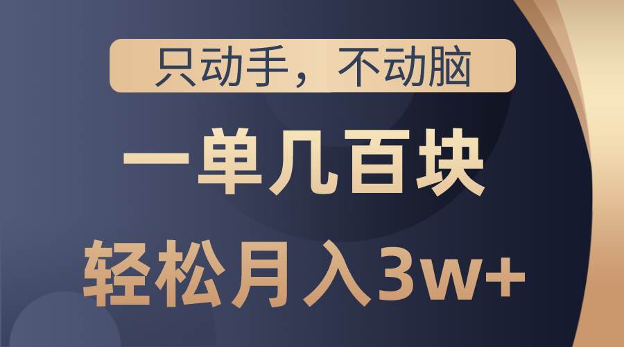 只动手不动脑，一单几百块，轻松月入3w+，看完就能直接操作，详细教程-