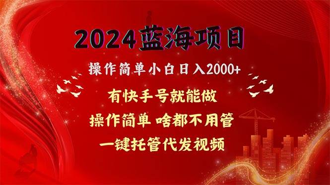 2024蓝海项目，网盘拉新，操作简单小白日入2000+，一键托管代发视频，…-