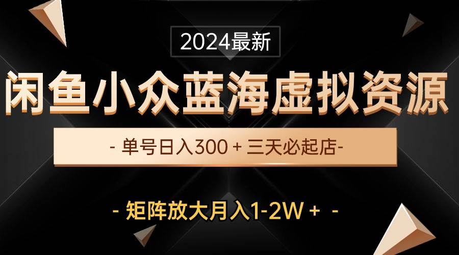 最新闲鱼小众蓝海虚拟资源，单号日入300＋，三天必起店，矩阵放大月入1-2W-