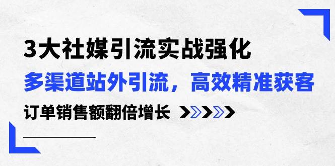 3大社媒引流实操强化，多渠道站外引流/高效精准获客/订单销售额翻倍增长-