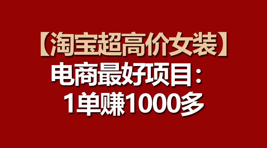 【淘宝超高价女装】电商最好项目：一单赚1000多-