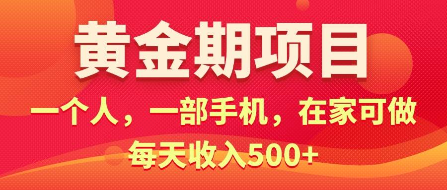 黄金期项目，电商搞钱！一个人，一部手机，在家可做，每天收入500+-